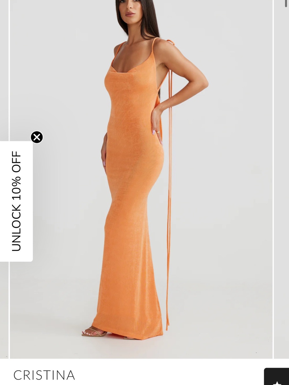 Cristina Sleeveless Orange Tie-Back Maxi Dress